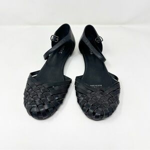 MIDAS Black Leather Woven Sandal